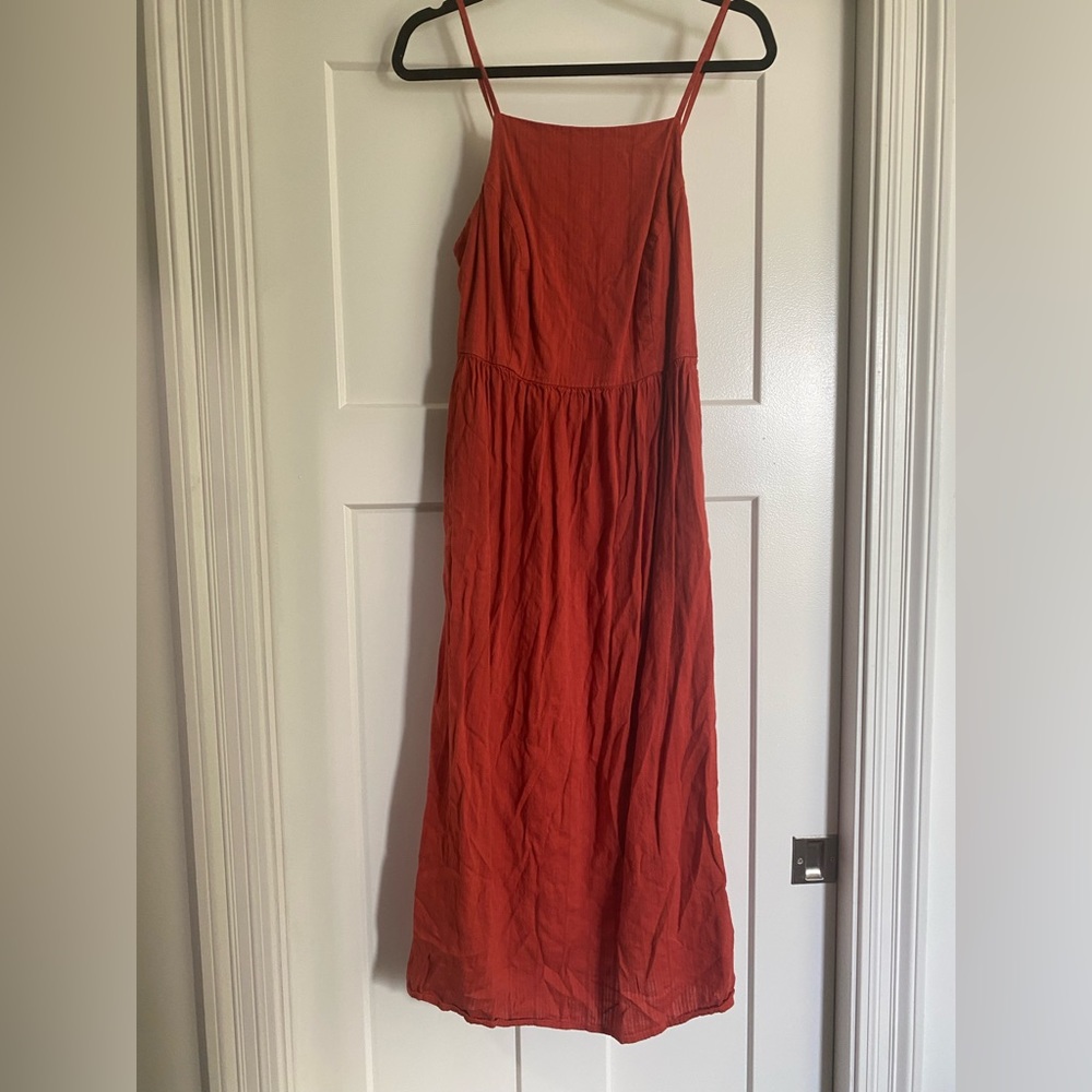 Old Navy, rust/orange, spaghetti strap maxi dress.
